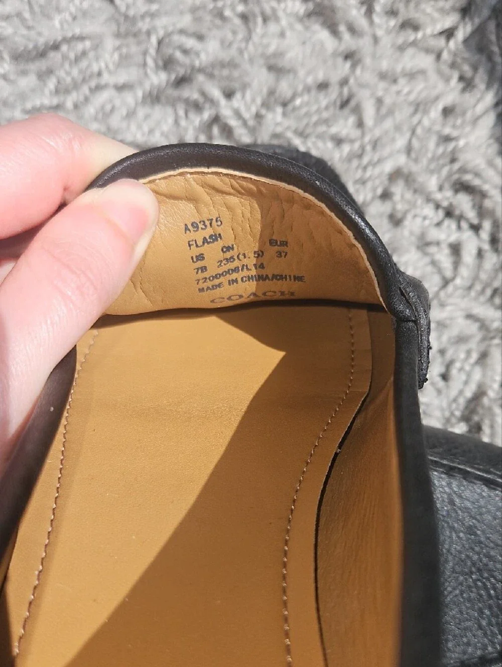 Coach Black Leather Loafers with Gold Accent